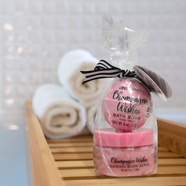 Onyx Bathhouse Champagne Wishes Gift Set, Foaming Body Scrub and