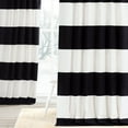 thumbnail image 1 of Onyx Black & Off White Horizontal Stripe Curtain (1 Panel), Onyx Black & Off White, 50W X 96L, 1 of 6