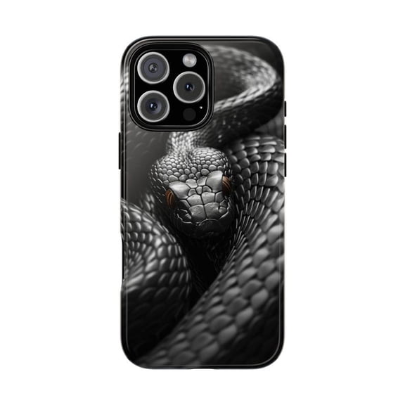 Onyx Black Snake Viper Reptile Minimalist Design Phone Case with iPhone 11 to 17 Pro Max