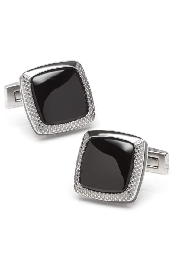 Onyx Cushion Stainless Steel Cufflinks