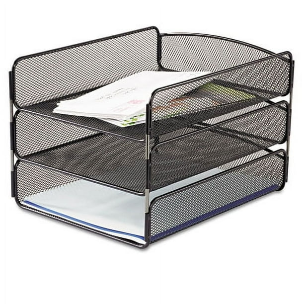 Onyx Desk Tray, 3 Sections, Letter Size Files, 9.25
