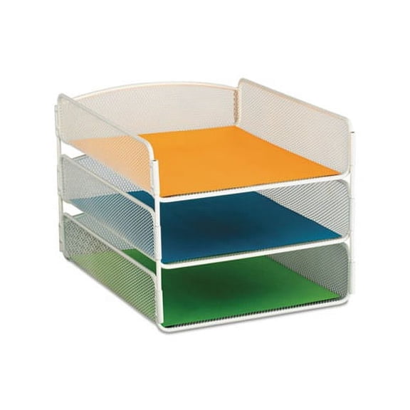Onyx Desk Tray 3 Sections, Letter Size Files, 9.25" x 11.75" x 8", White