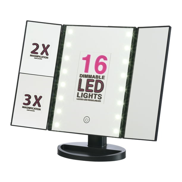 Onyx Makeup Mirror (26 Value) with Dimmable LED Lights, Black