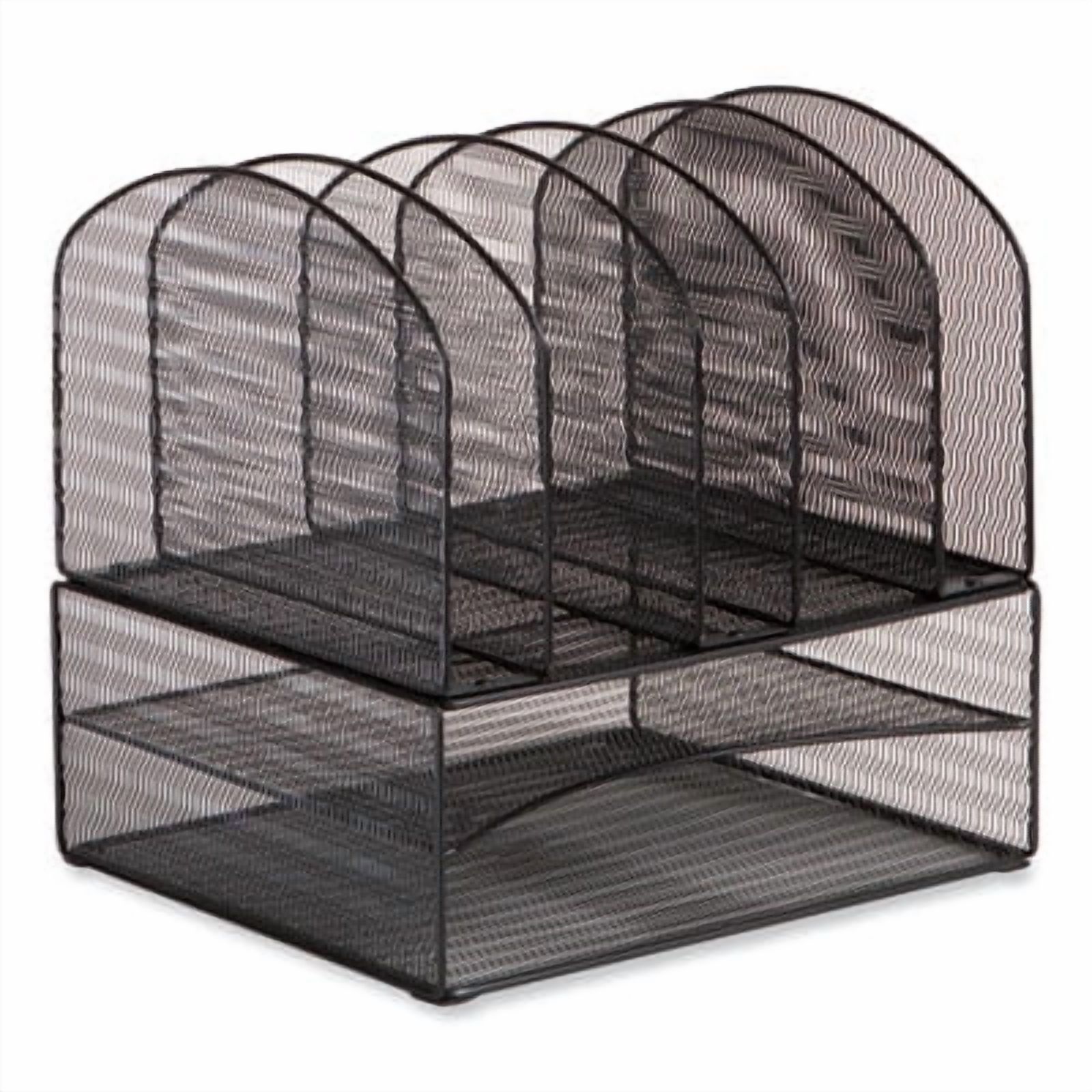 Onyx Mesh Desk Organizer, 2 Horizontal/6 Upright Sections, Letter Size, 13.25 x 11.32 x 13.32, Black, Ships in 1-3 Bus Days