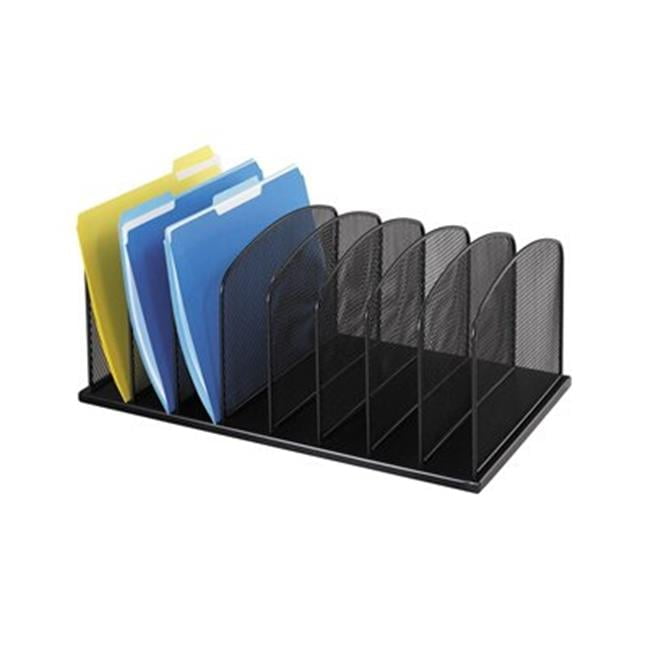 Black Steel Mesh Vertical File Organizer with 8 Sections