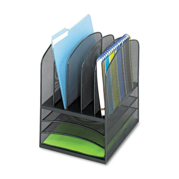 Onyx Mesh Desk Organizer with Five Vertical and Three Horizontal Sections, Letter Size Files, 11.5 Onyx Mesh Desk Organizer with Five Vertical and Three Horizontal Sections, Letter Size Files, 11.5
