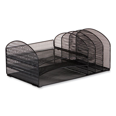 Onyx Mesh Desk Organizer w/3 Horizontal and Upright Sections, Letter ...