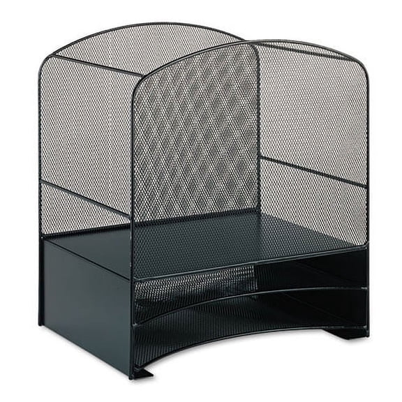 Onyx Mesh Desktop Hanging File With Two Horizontal Trays, 3 Sections, Letter Size, 10.75" Long, Blac | Bundle of 2