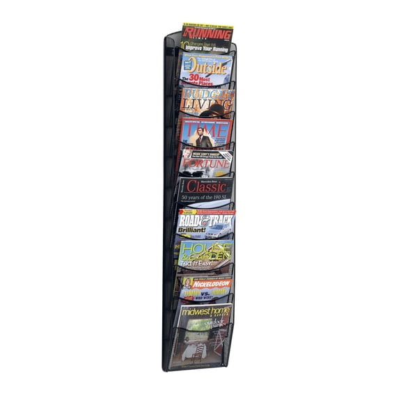 Onyx Mesh Magazine Wall Rack, 10 Pocket