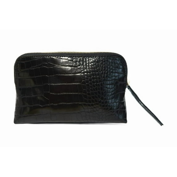 RittZi Noir Onyx Crocodile Cosmetic Bag - Luxury Vegan Leather Makeup ...