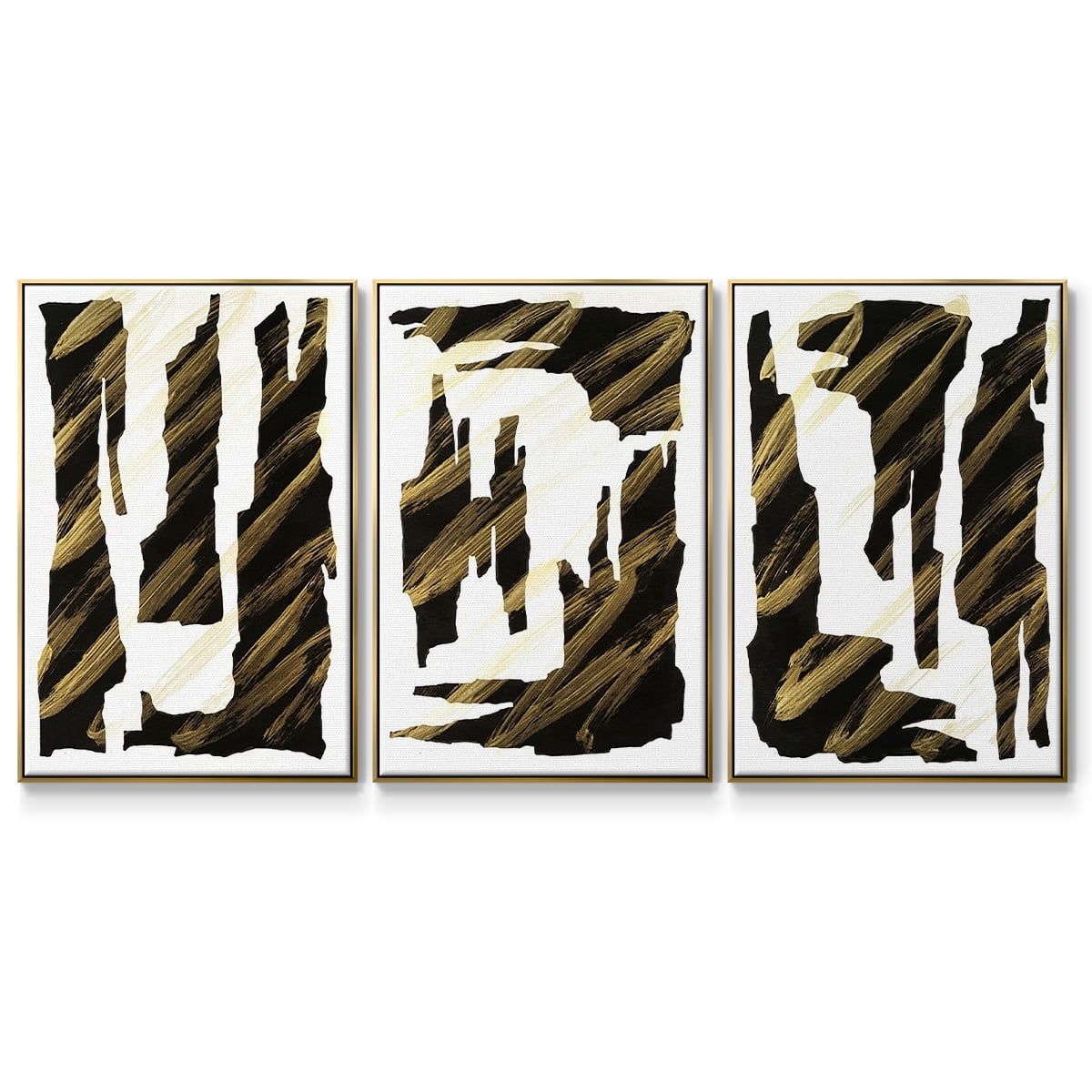 Onyx Obelisks I - Framed Premium Gallery Wrapped Canvas L Frame 3 Piece Set - Ready to Hang