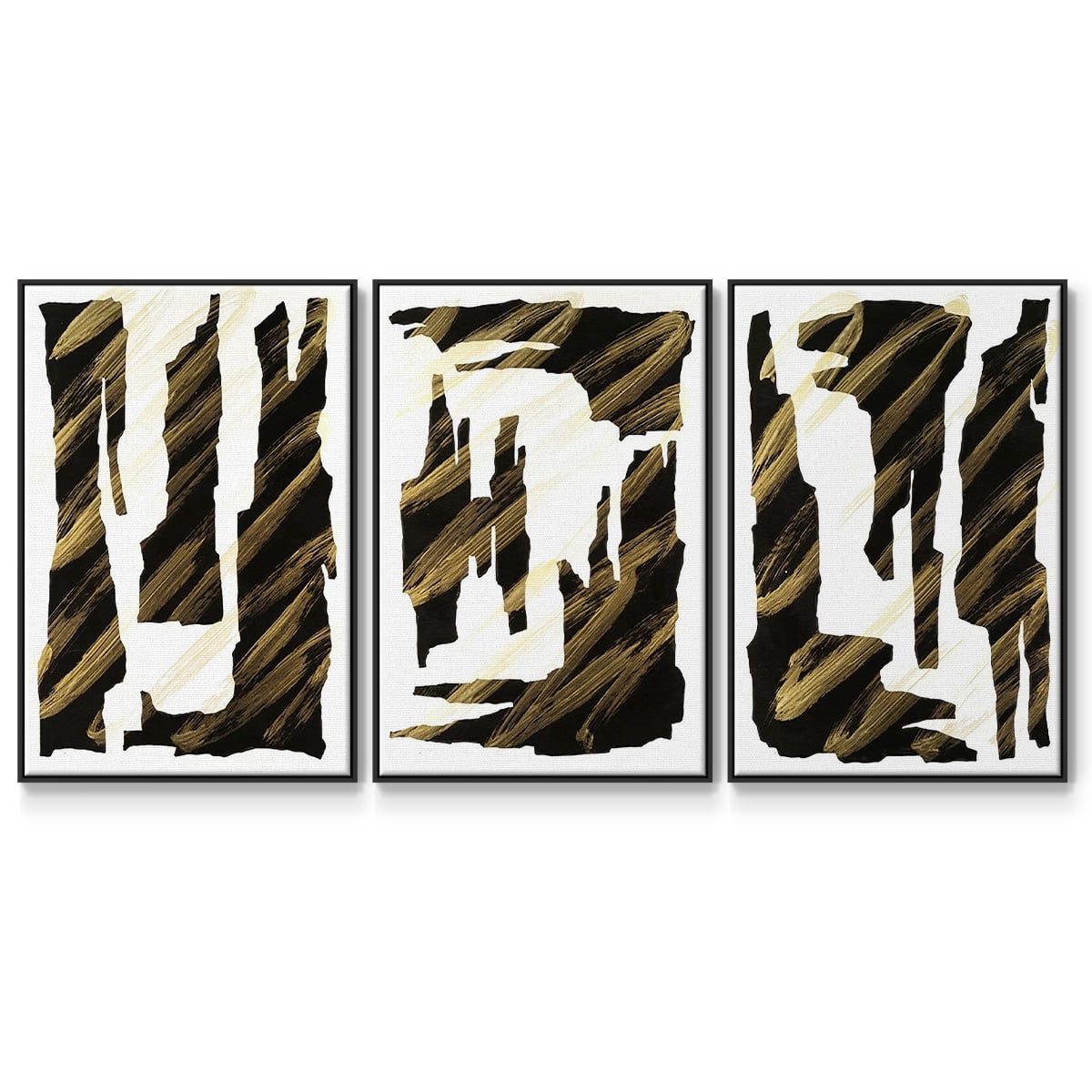 Onyx Obelisks I - Framed Premium Gallery Wrapped Canvas L Frame 3 Piece Set - Ready to Hang