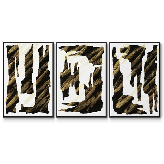 Onyx Obelisks I - Framed Premium Gallery Wrapped Canvas L Frame 3 Piece Set - Ready to Hang
