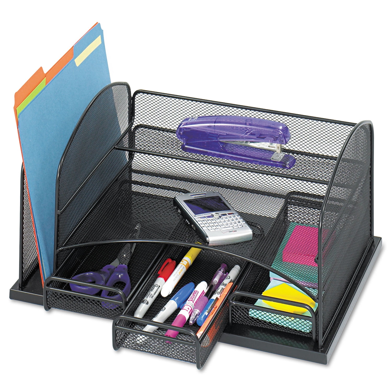 Onyx Organizer with 3 Drawers, 6 Compartments, Steel, 16 x 11.5 x 8.25, Black Onyx Organizer with 3 Drawers, 6 Compartments, Steel, 16 x 11.5 x 8.25, Black
