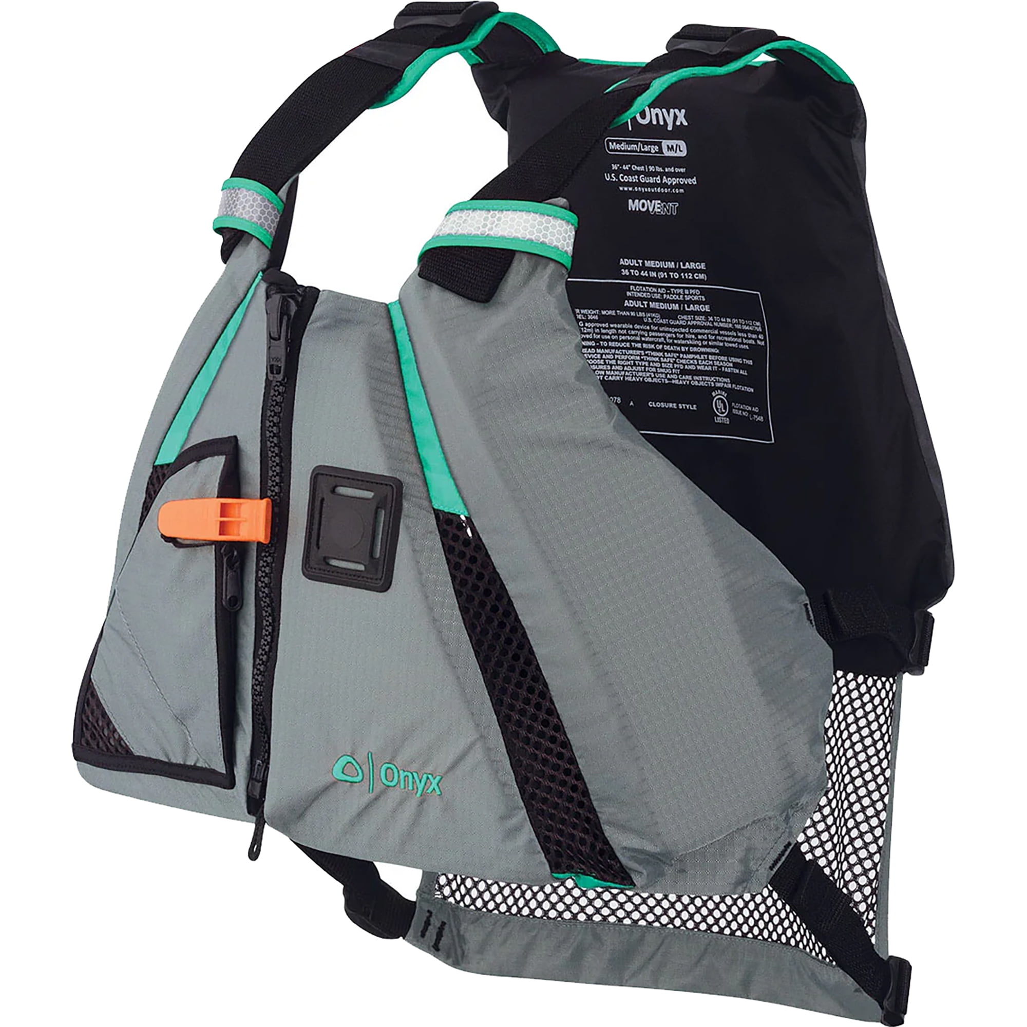 Onyx Outdoor 122200-505-040-15 Movement Dynamic Paddle Sports Life Vest Medium - Large, Aqua