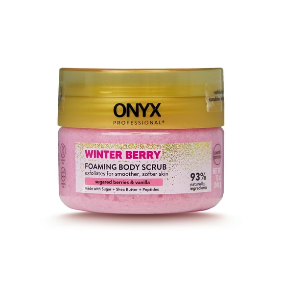 ONYX Professional Foaming Body Scrub with Scrubber, Winter Berry, 12 oz