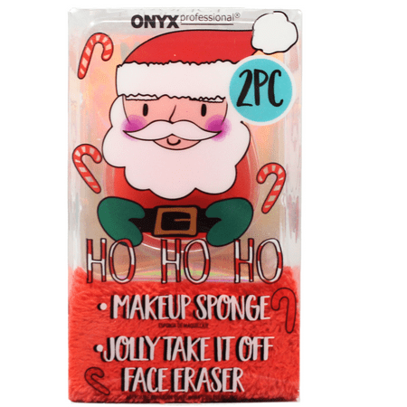 Onyx Professional Face On Face Off Makeup Sponge and Makeup Eraser Duo, Santa, Red