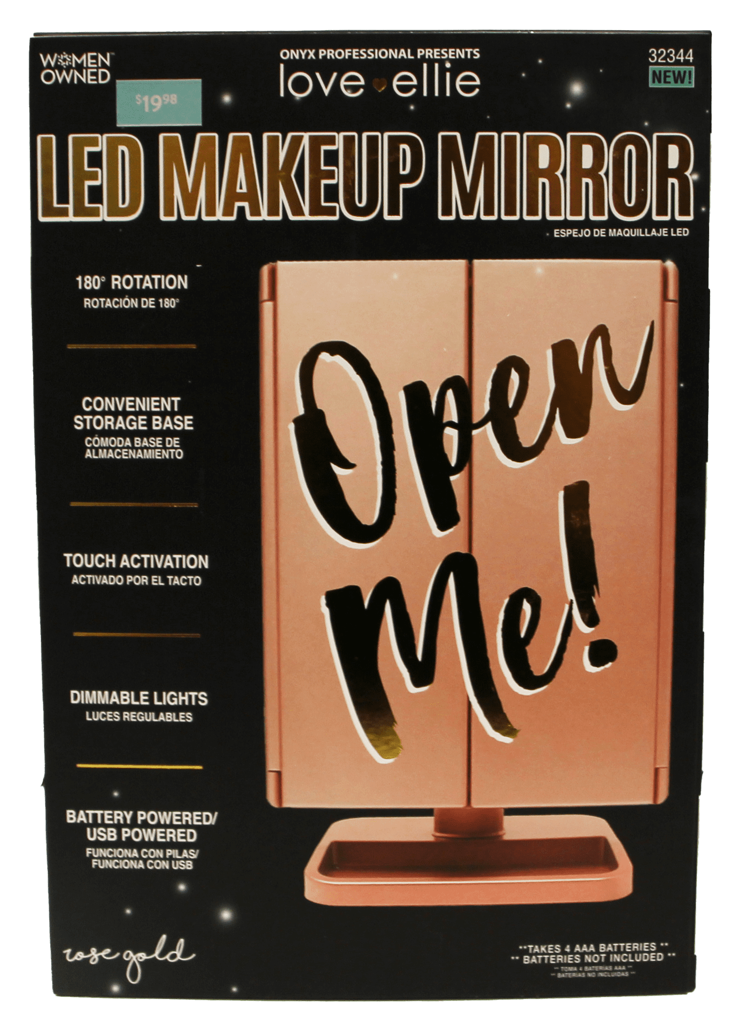 Onyx Professional Freestanding LED Makeup Mirror 3x Magnification with