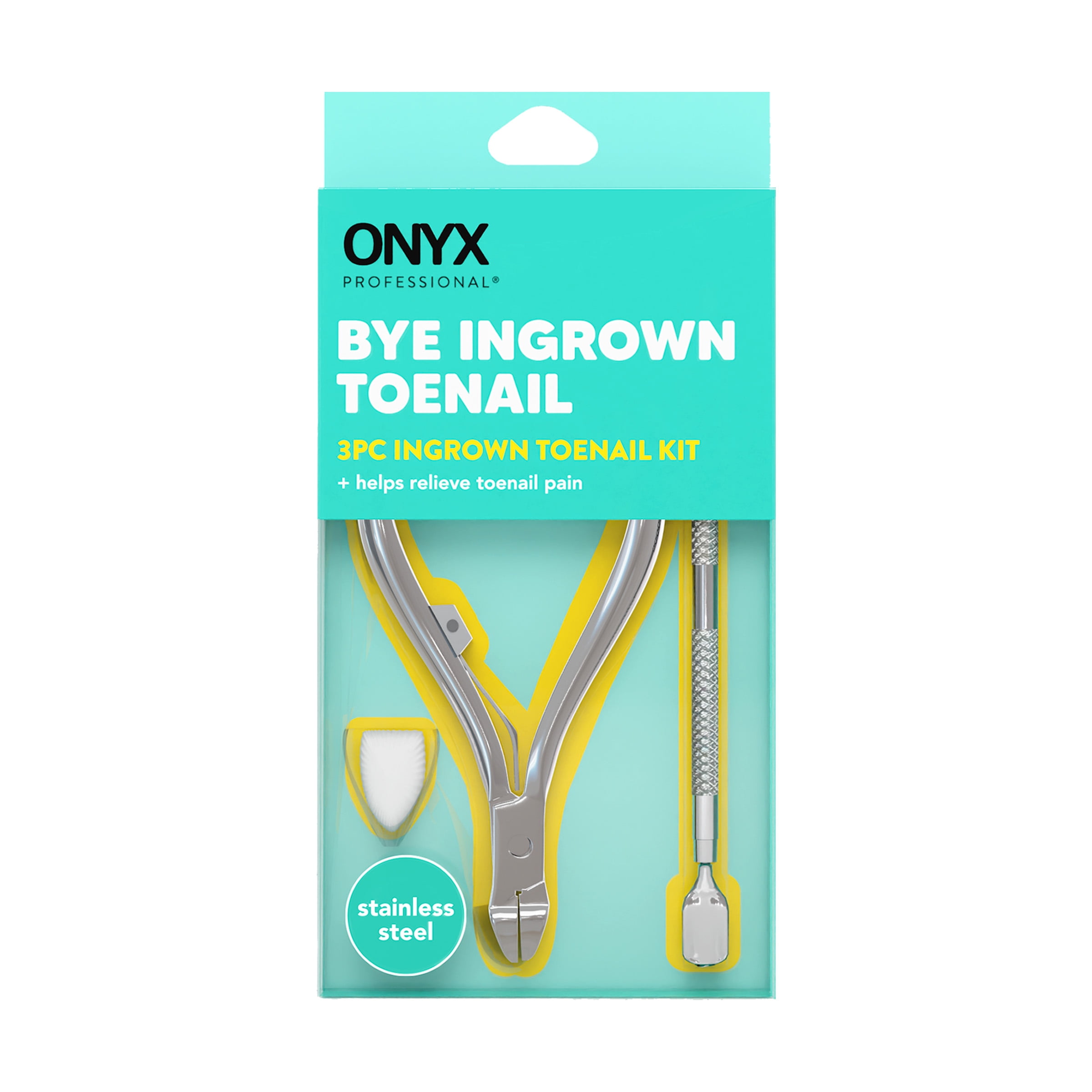 Onyx Professional Ingrown Toenail Kit with Toenail Metal Clippers & Double-Ended Pusher, Color Silver