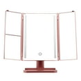Onyx Professional Led Trifold Mirror, Rose Gold