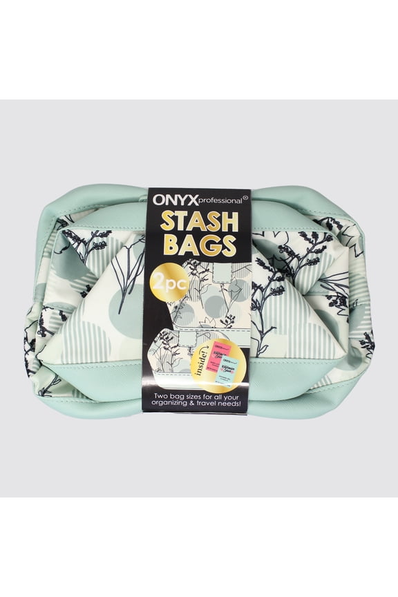 Stash and Go Cosmetic Bag Set in Botanical Dots, 2 Piece