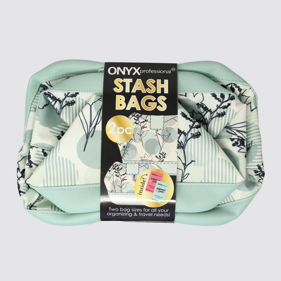 Onyx Professional Stash and Go Cosmetic Bag Set in Botanical Dots, 2 Piece