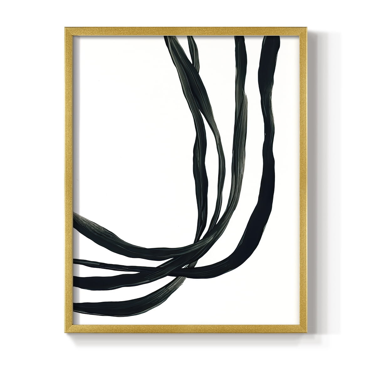 Onyx Ribbon I in Gold Solid Wood 11 x 14 Framed Print