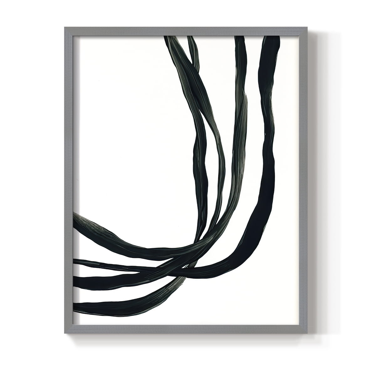 Onyx Ribbon I in Gray Solid Wood 11 x 14 Framed Print