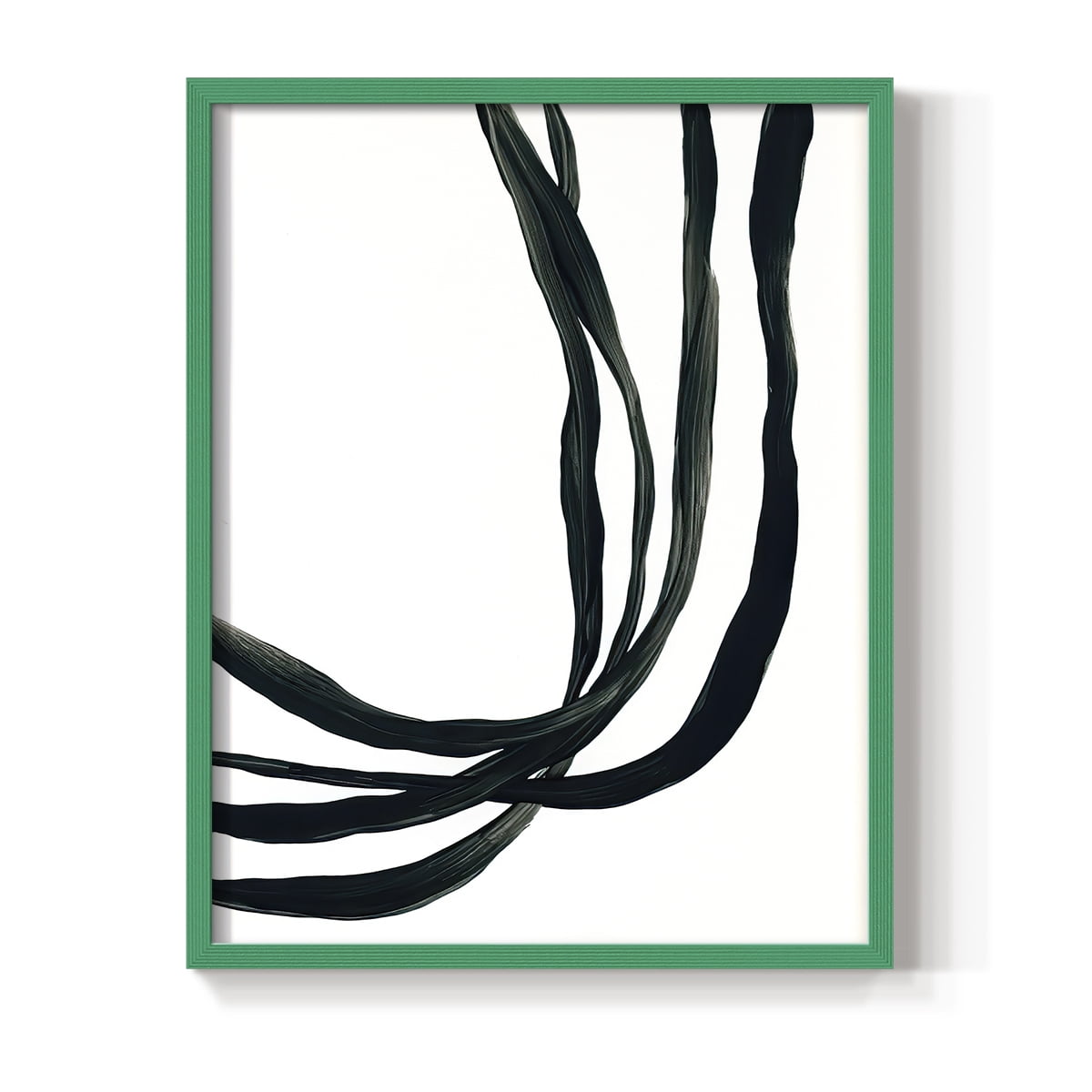 Onyx Ribbon I in Green Solid Wood 11 x 14 Framed Print
