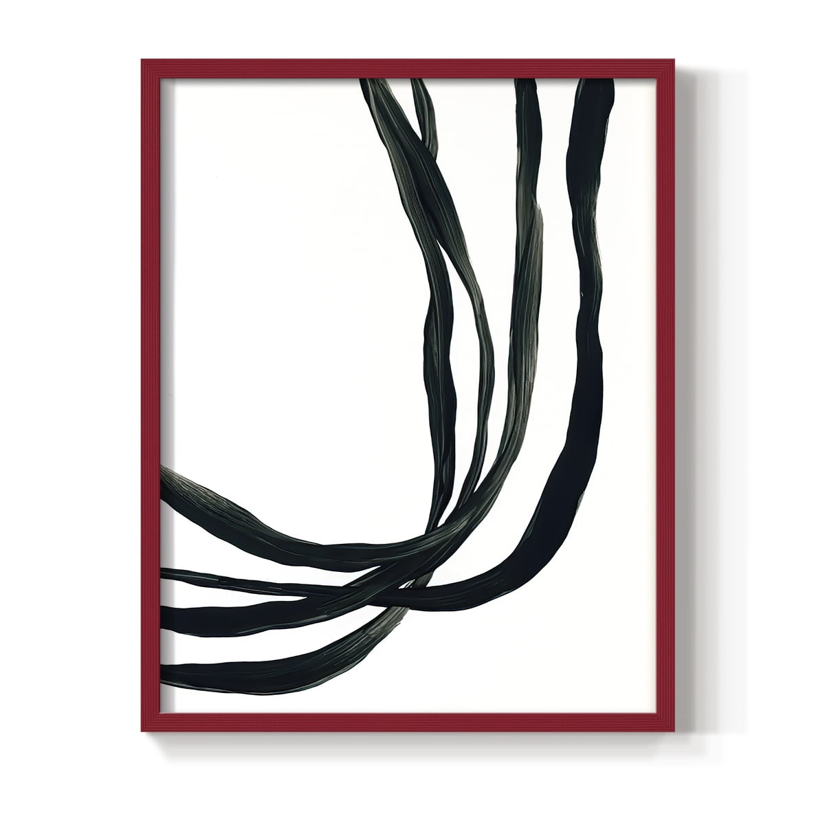 Onyx Ribbon I in Red Solid Wood 11 x 14 Framed Print