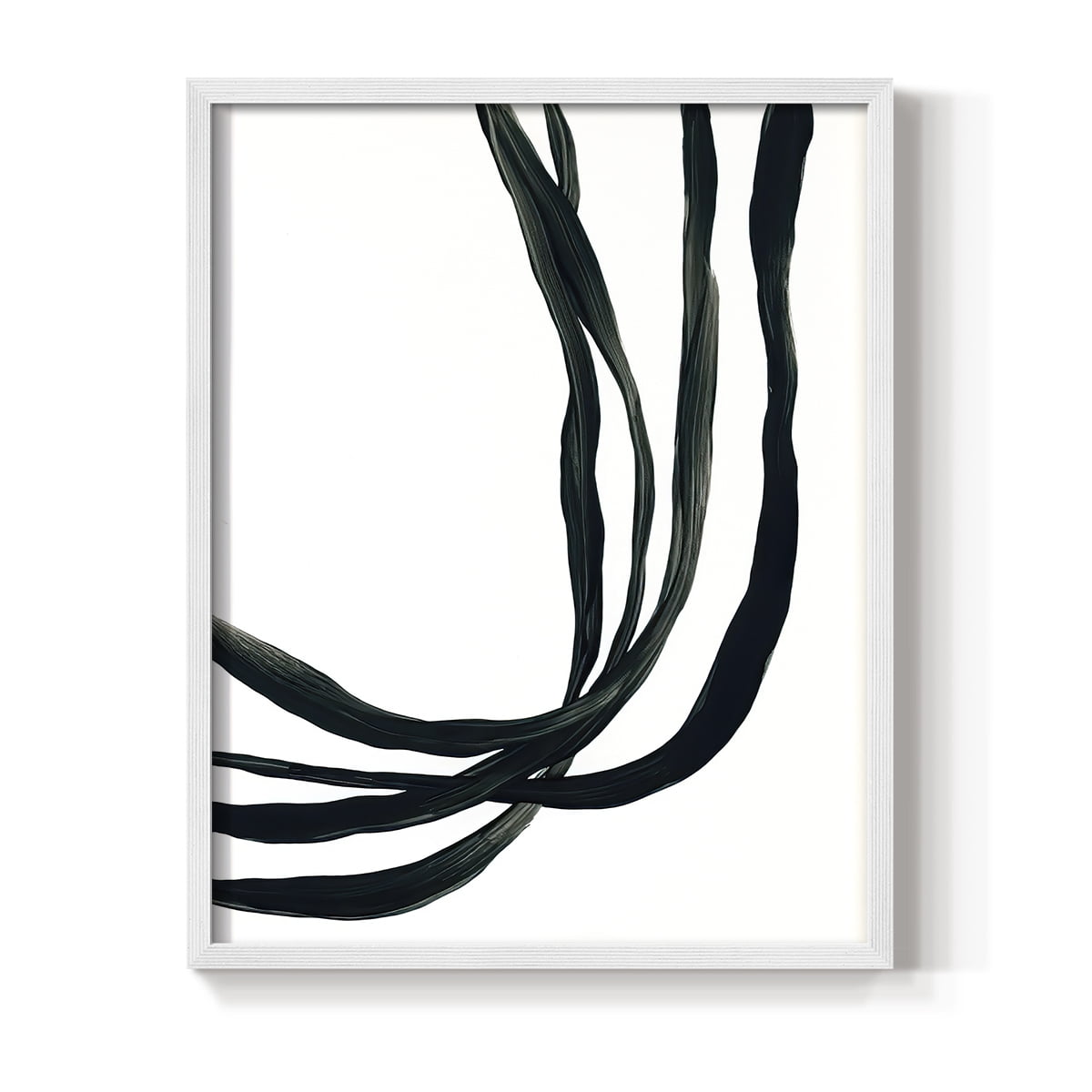 Onyx Ribbon I in White Solid Wood 11 x 14 Framed Print