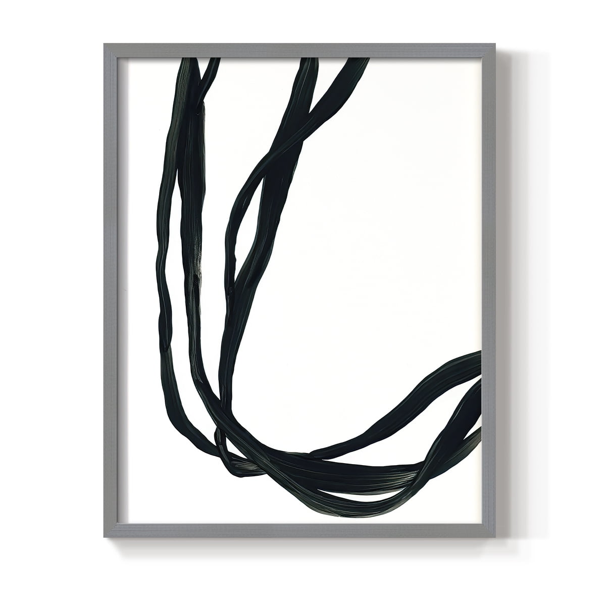 Onyx Ribbon II in Gray Solid Wood 11 x 14 Framed Print