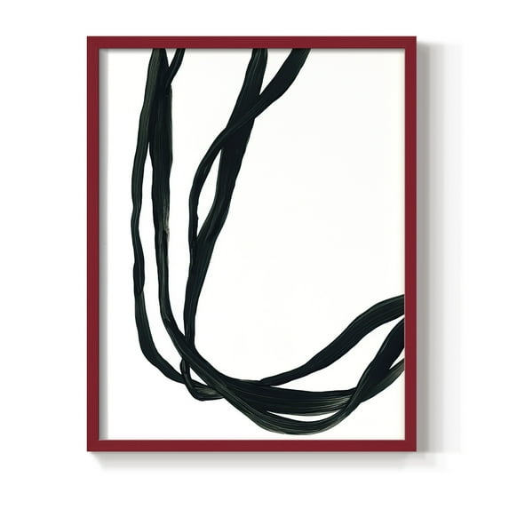 Onyx Ribbon II in Red Solid Wood 11 x 14 Framed Print