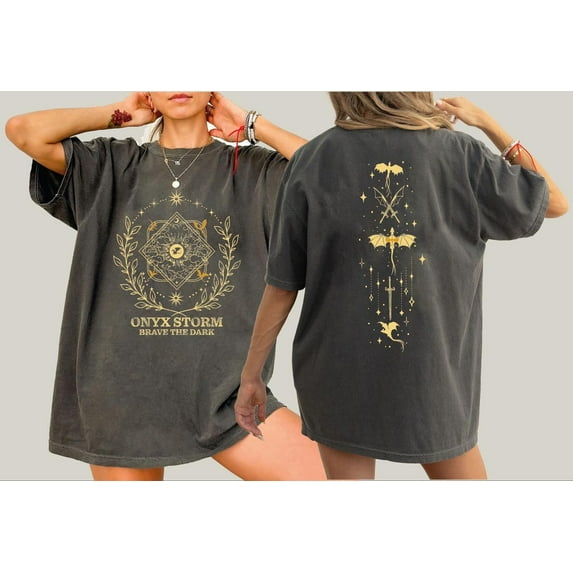 Onyx Storm Brave The Dark Shirt, Fourth Wing Series Shirt, Violent Sorrengail Dragon Rider, Gift For Book Lover L208