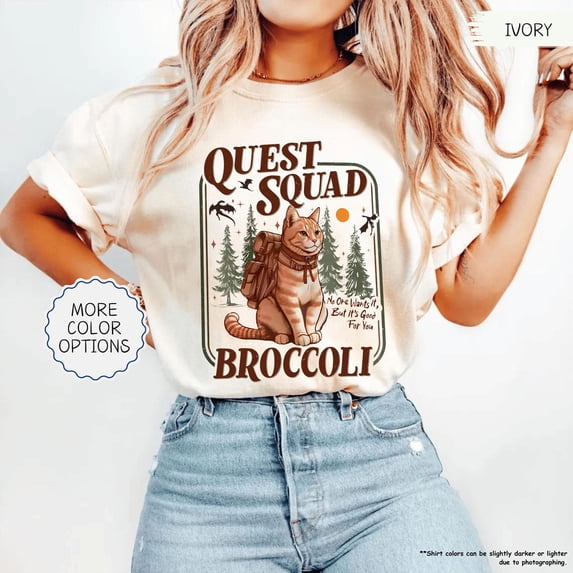 Onyx Storm Quest Squad Broccoli Shirt Fantasy Book Shirt Broccoli Cat Tee Dragon Rider Gift Romantasy Book Dragon Shirt All Size S-3XL