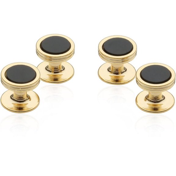 Onyx Studs in Gold-Tone