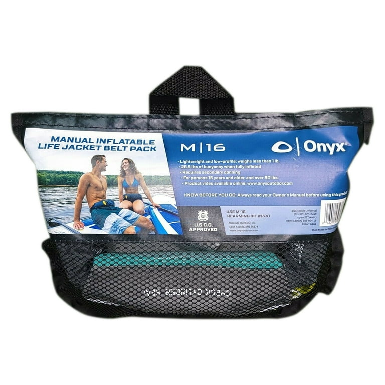 Onyx Unisex Belt Pack Manual Inflatable Life Jacket PFD AQUA