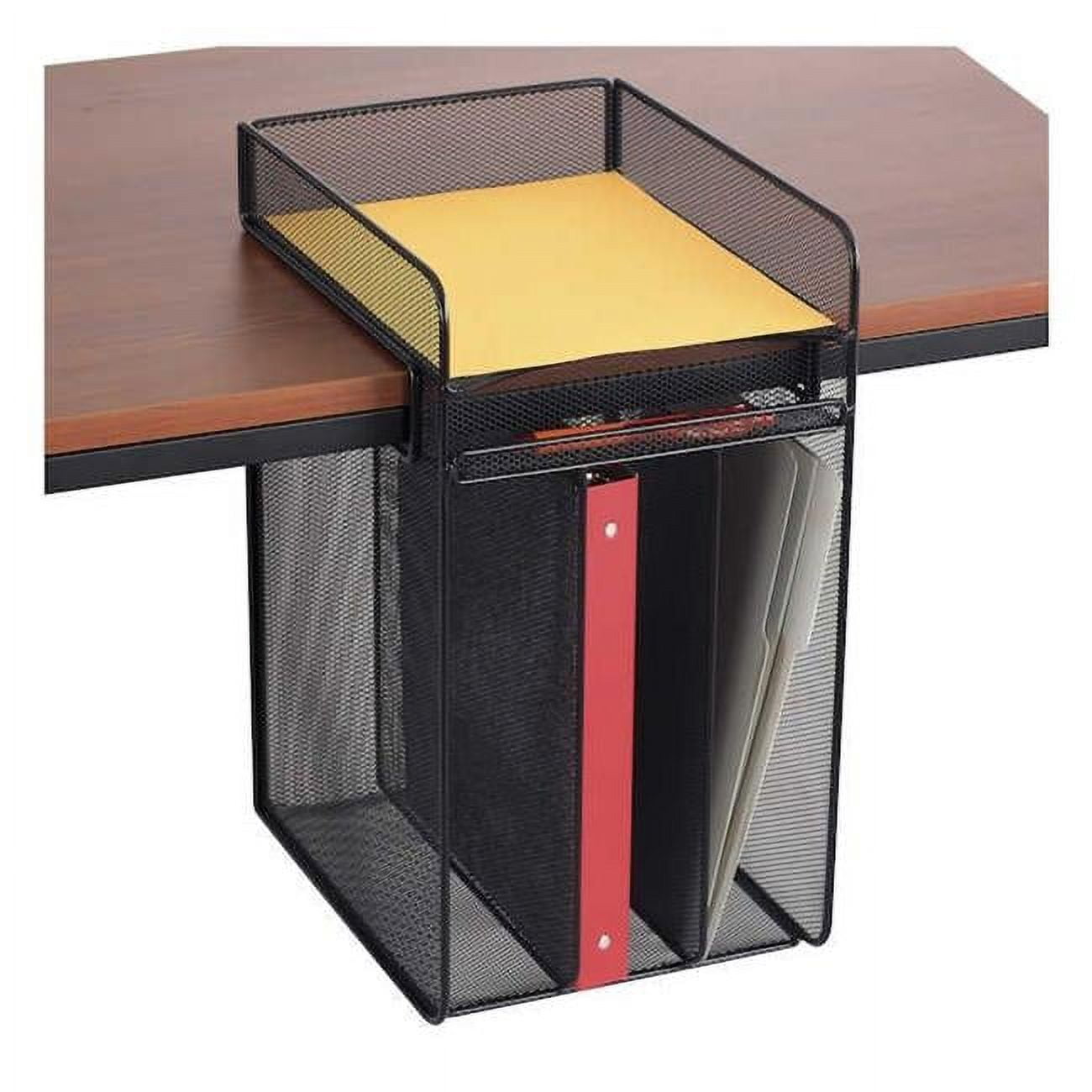 Onyx Black Steel Mesh Underdesk Hanging Organizer