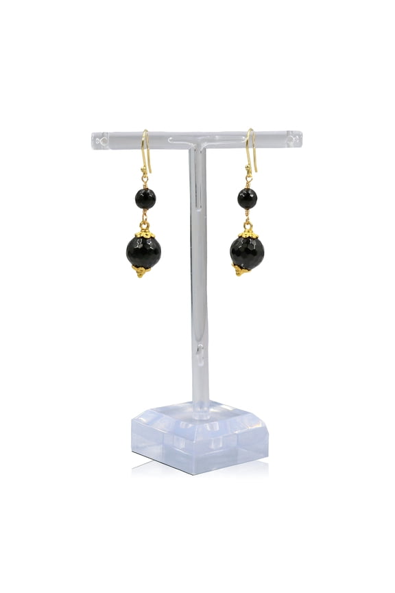 Wire Drop Earrings, Onyx and Gold-Tone, 1 Count