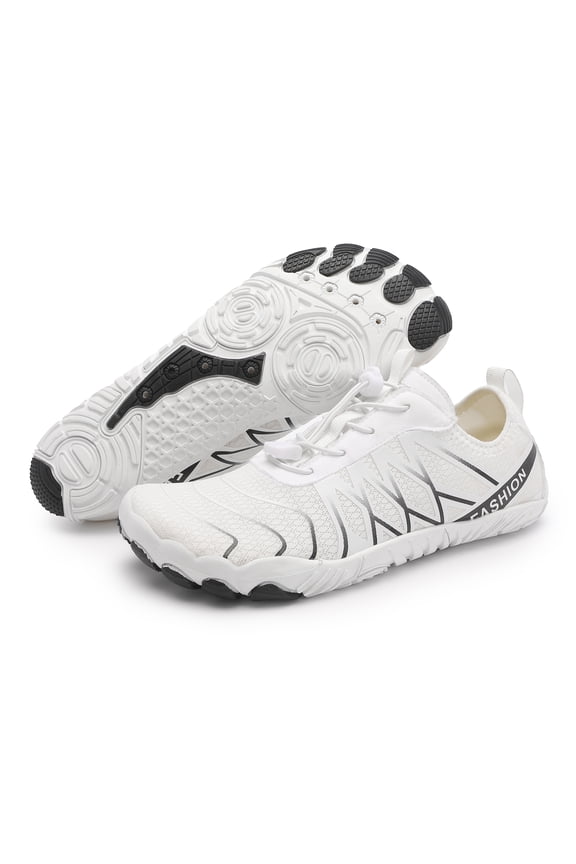 Hiking Barefoot Shoes for Women Men Breathable & Non-Slip Athletic Footwear Wide Toe Water Shoes, Designed for Walking & Running & Swimming | White, 4 Men