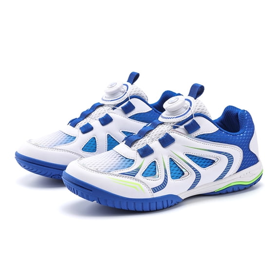 OnyxTrek Kids Badminton Shoes Youth Tennis Training Sneakers with Dial Closure | White Blue, 13 Little Kid
