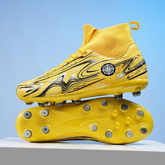 OnyxTrek Kids High Top Soccer Cleats AG Artificial Ground Boys Girls Lightweight Youth Soccer Shoes for Training and Match Play
