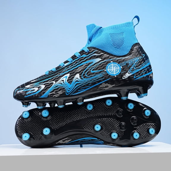 OnyxTrek Kids High Top Soccer Cleats AG Artificial Ground Boys Girls Lightweight Youth Soccer Shoes for Training and Match Play