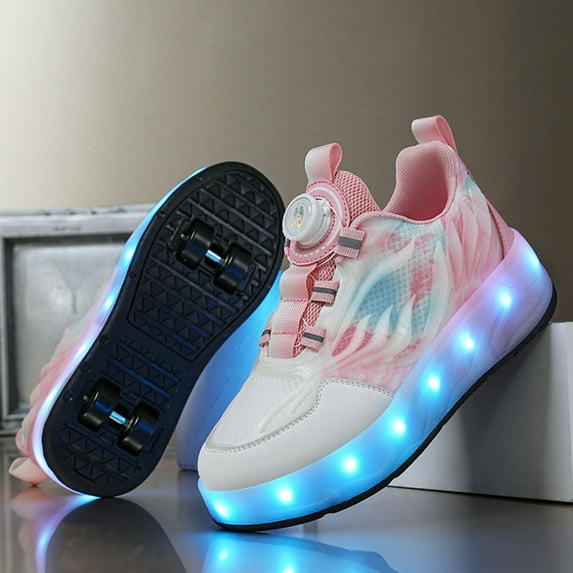 OnyxTrek LED Roller Skate Shoes for Kids Boys Girls Light Up Roller Sneakers with Detachable Wheels Rechargeable Flashing Wheeled Shoes