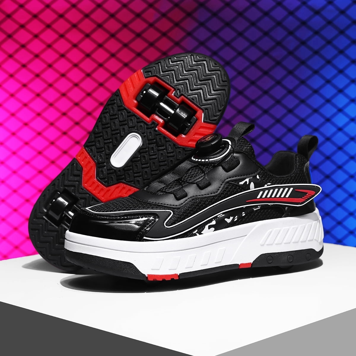 OnyxTrek LED Roller Skate Shoes for Kids Boys Girls Light Up Roller Sneakers with Detachable Wheels Rechargeable Flashing Wheeled Shoes