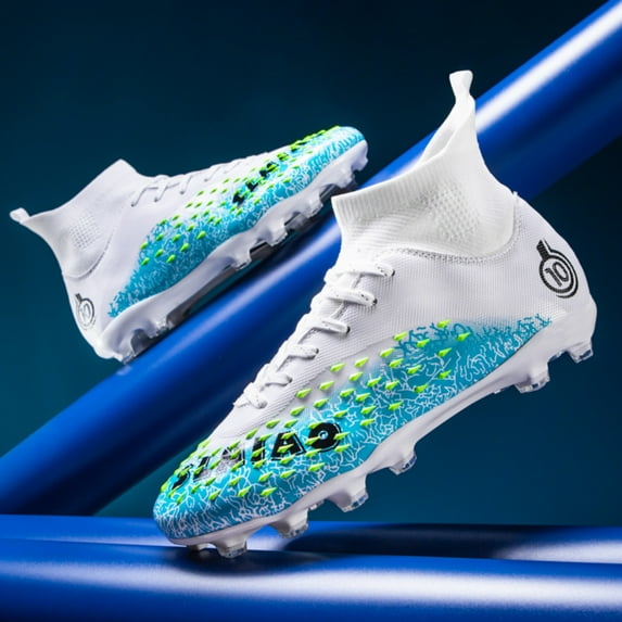 OnyxTrek Men's High Top Soccer Shoes FG Long Spikes Adult Football Shoes Lightweight Professional Athletic Training