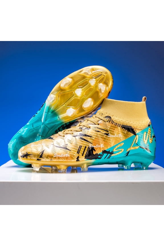 Boys Football Cleats Youth High Top Firm Ground Soccer Shoes for Little/Big Kids