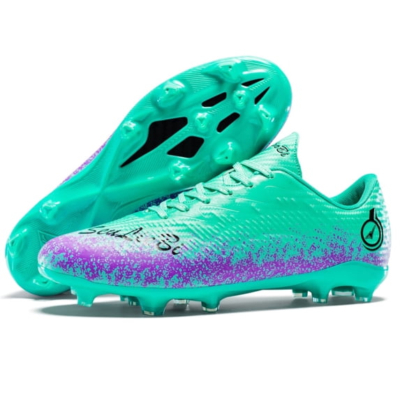 OnyxTrek Men's Firm Ground Soccer Cleats Lightweight Non-Slip Athletic Football Shoes | X2409 Green AG, 6 Youth