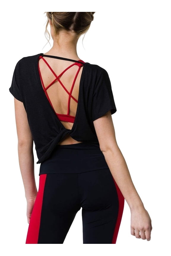 Hot Yoga Swing Back Top 3707 Black