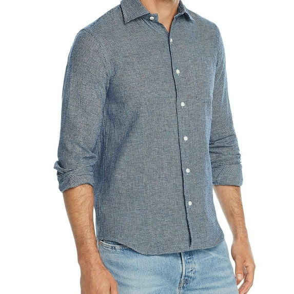 Oobe Brand Mens Excella Gingham Button Up Shirt, Blue, Small